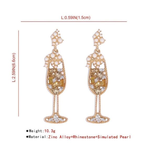 #ck1 LITTLE BIT O BUBBLY CHAMPAGNE EARRINGS - Picture 6 of 9